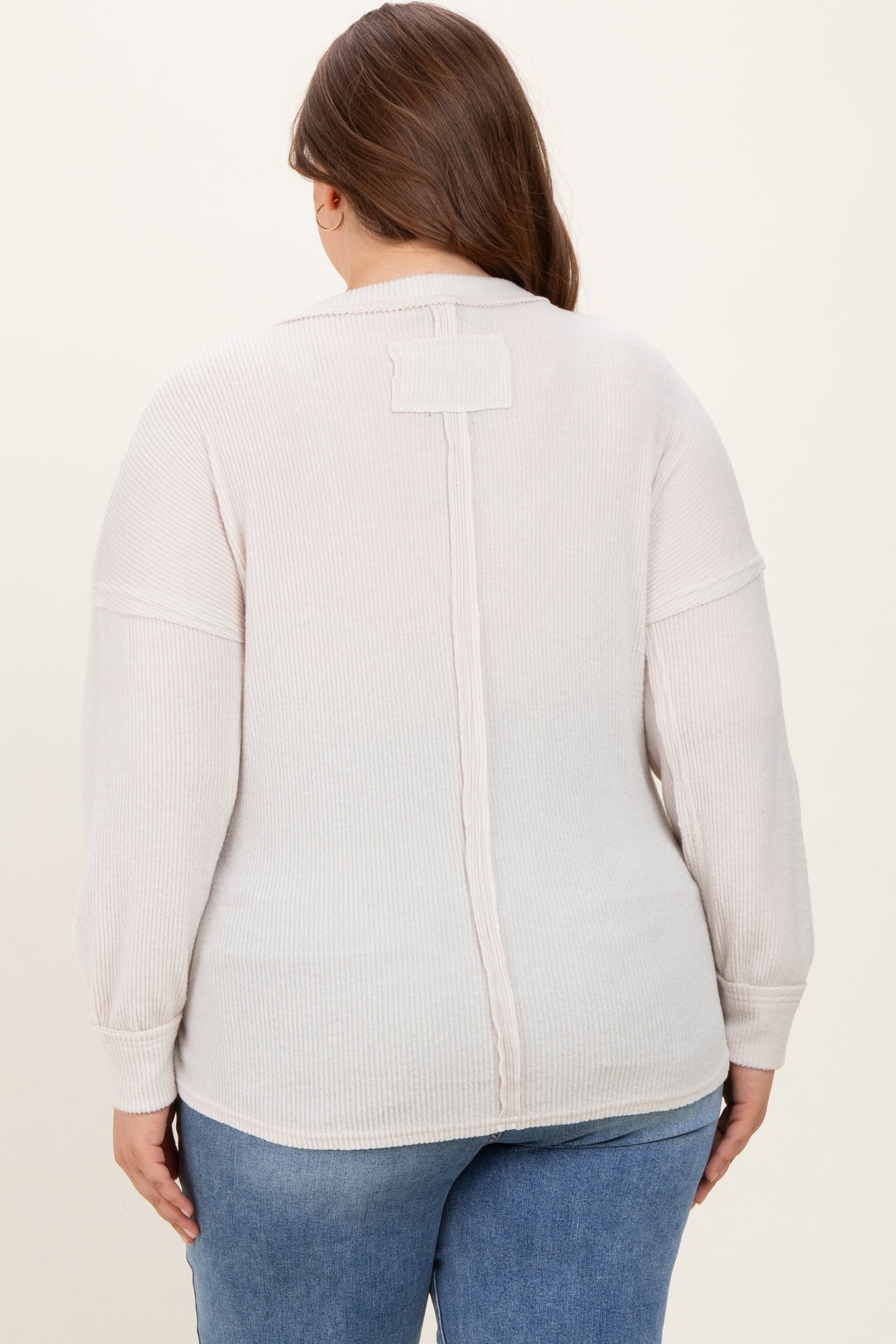 Cream Brushed Ribbed Knit Maternity Plus Pullover