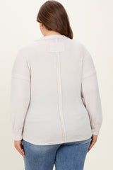 Cream Brushed Ribbed Knit Maternity Plus Pullover