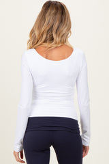 White Scoop Neck Long Sleeve Maternity Top