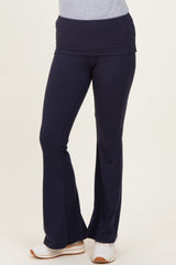 Navy Wide Fold-Over Flared Pants