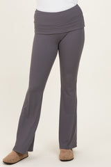 Grey Wide Fold-Over Flared Pants