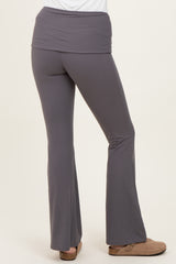 Grey Wide Fold-Over Flared Pants