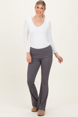 Grey Wide Fold-Over Flared Pants