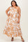Camel Floral One Shoulder Plus Maxi Dress