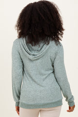 Mint Double Layer Long Sleeve Nursing Hoodie