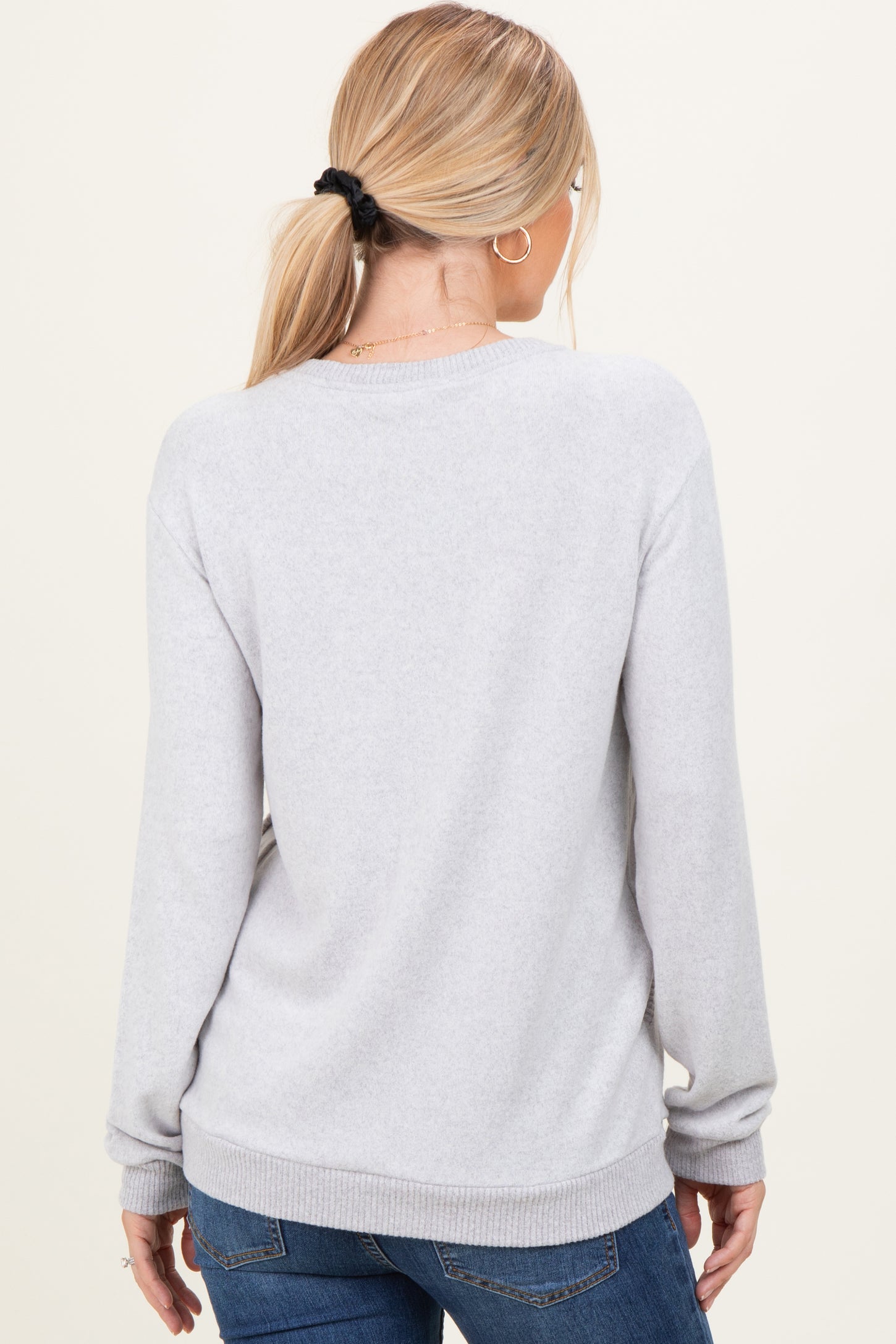 Heather Grey V-Neck Double Layer Nursing Pullover Top