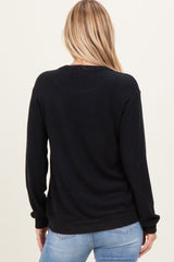 Black V-Neck Double Layer Nursing Pullover Top