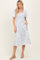 Off White Blue Floral Dress With Pockets