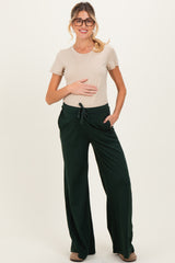 Forest Green Drawstring Wide Leg Maternity Lounge Pant