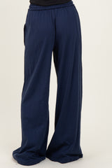 Navy Drawstring Wide Leg Lounge Pant