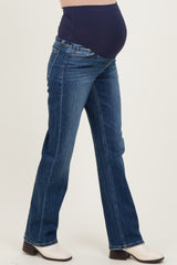Navy Blue Dark Wash Straight Leg Maternity Jean