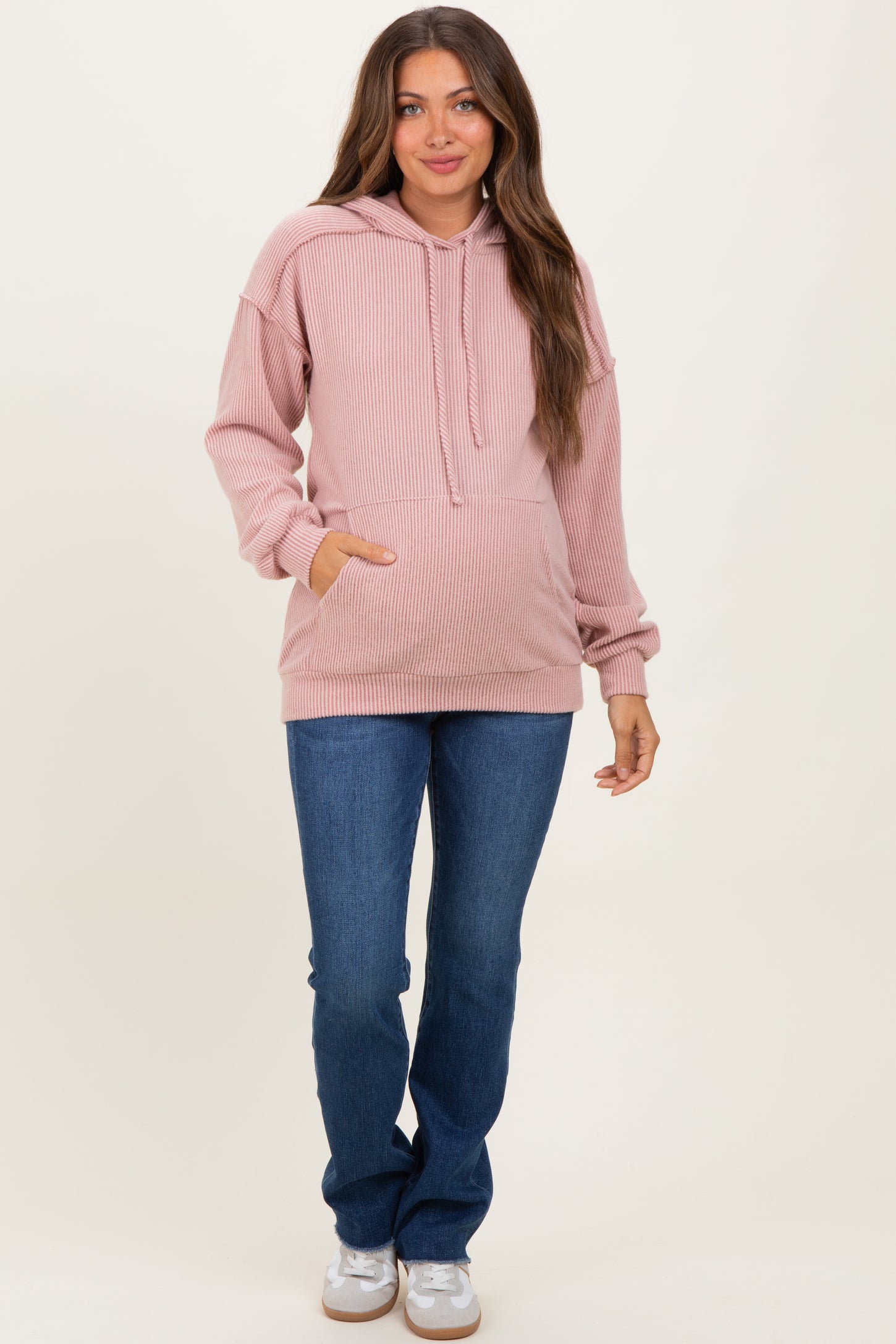 Navy Raw Hem Bootcut Maternity Jeans