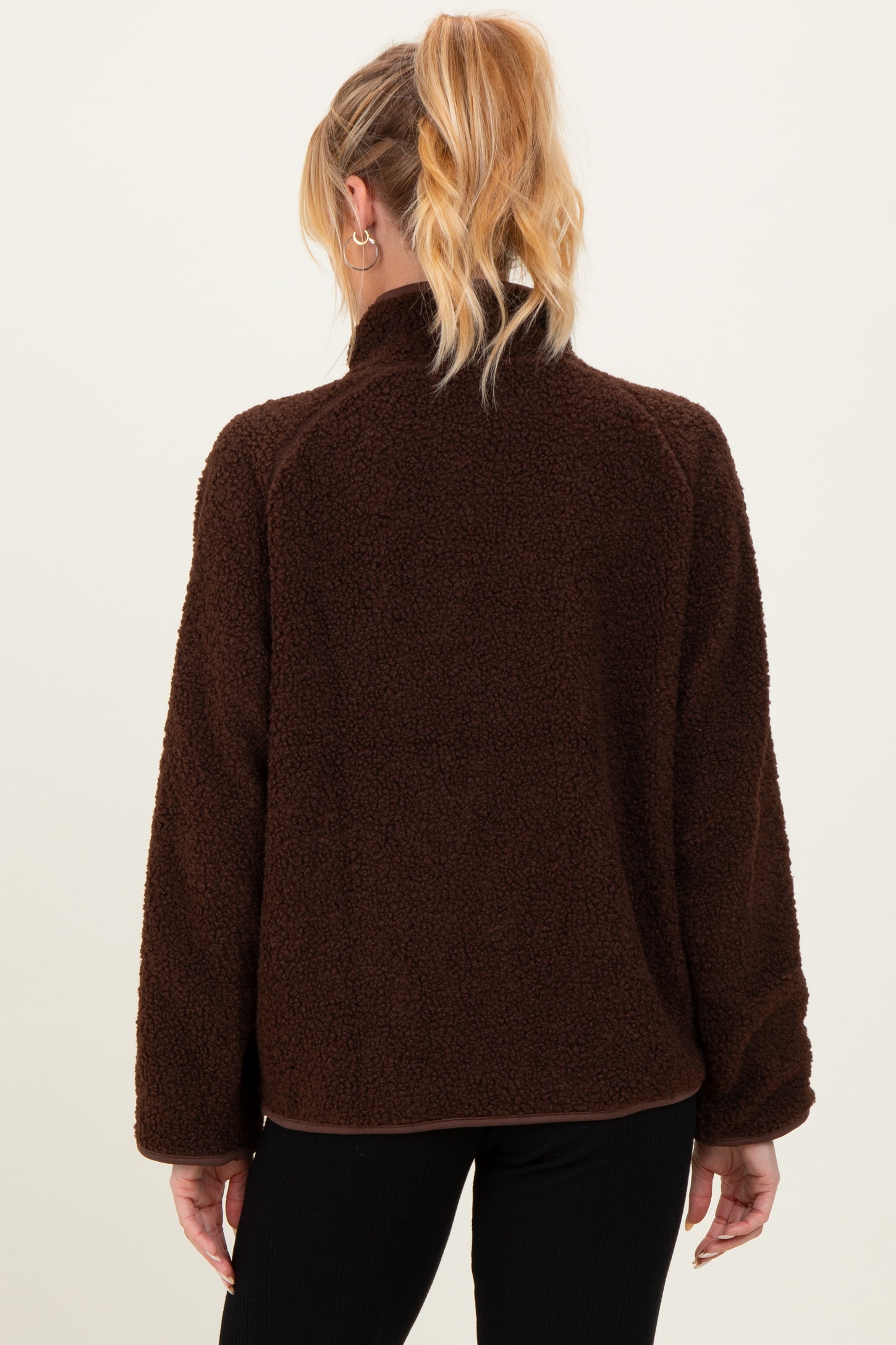 Brown Fleece Full Zip Maternity Jacket