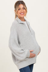 Heather Grey Oversized Zip Up Maternity Cardigan