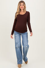 Blue Vintage Wash Wide Leg Maternity Jeans