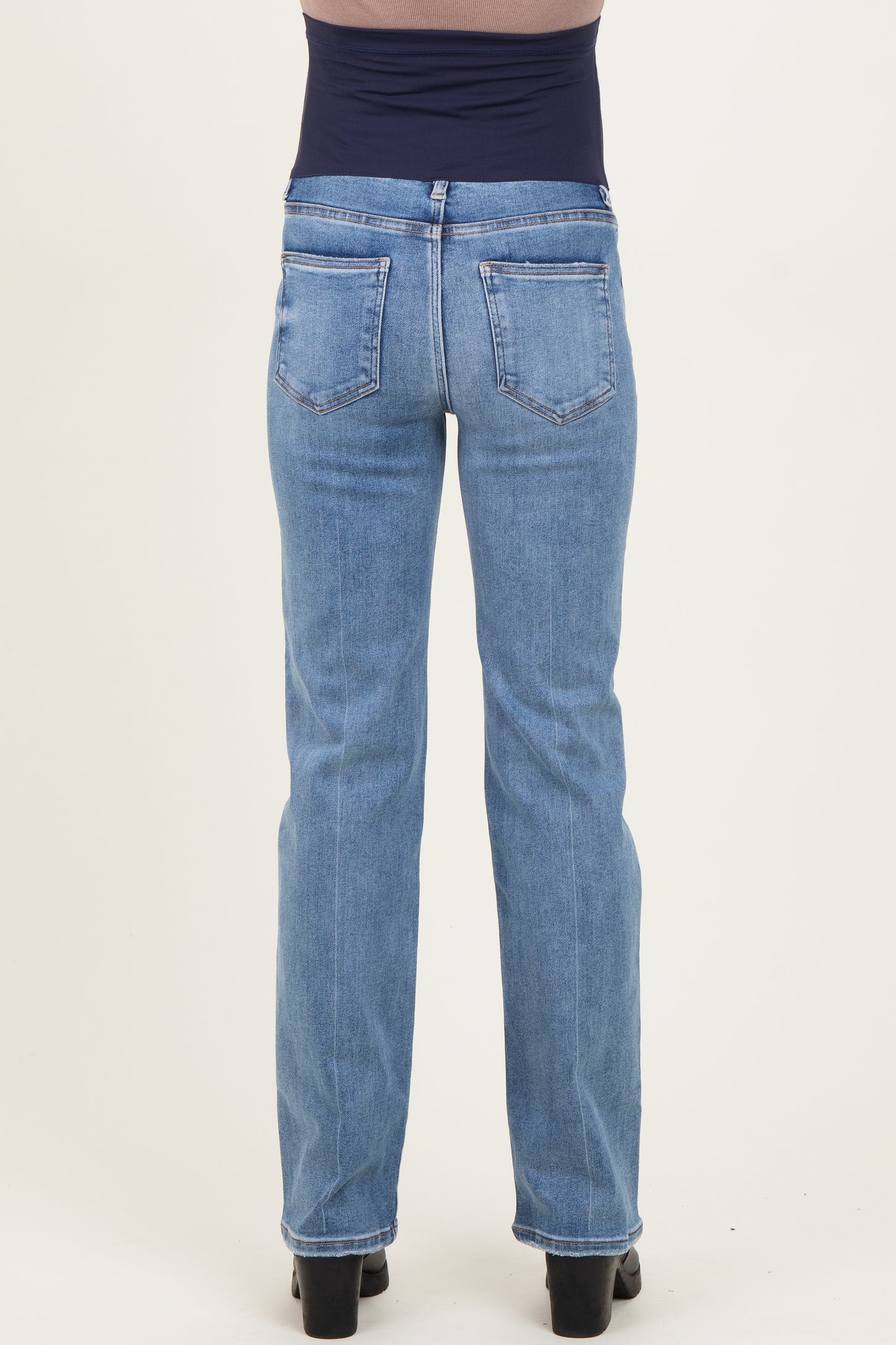 Blue Medium Wash Straight Leg Maternity Jeans