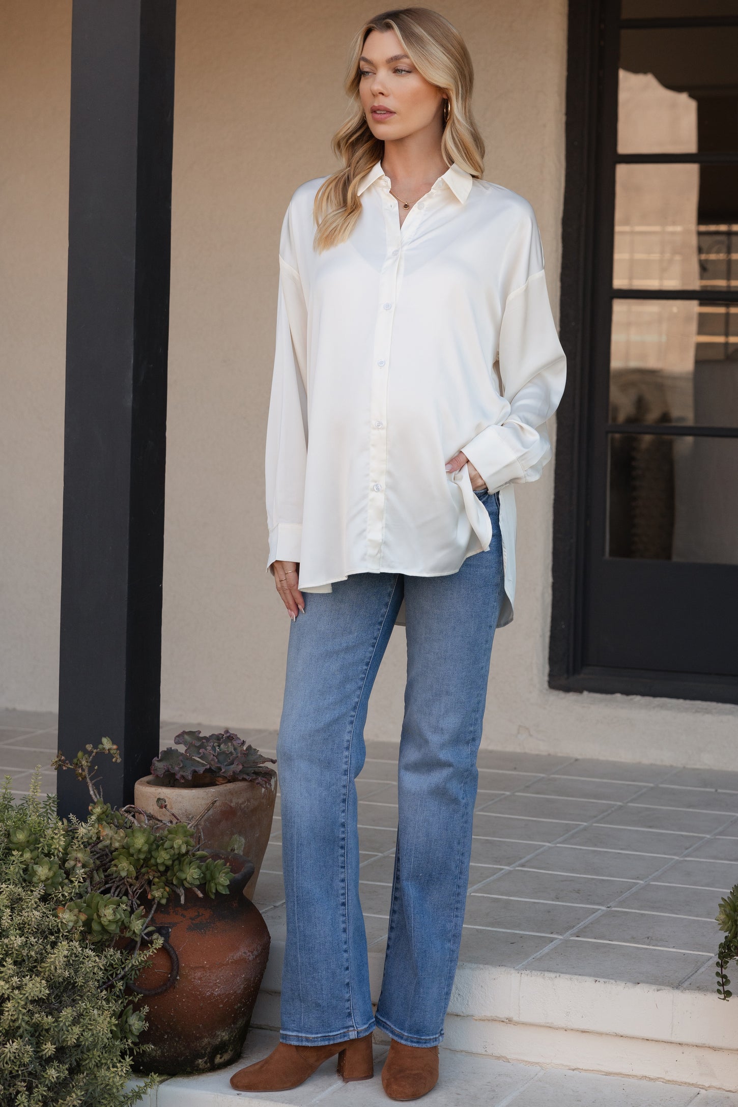 Blue Medium Wash Straight Leg Maternity Jeans