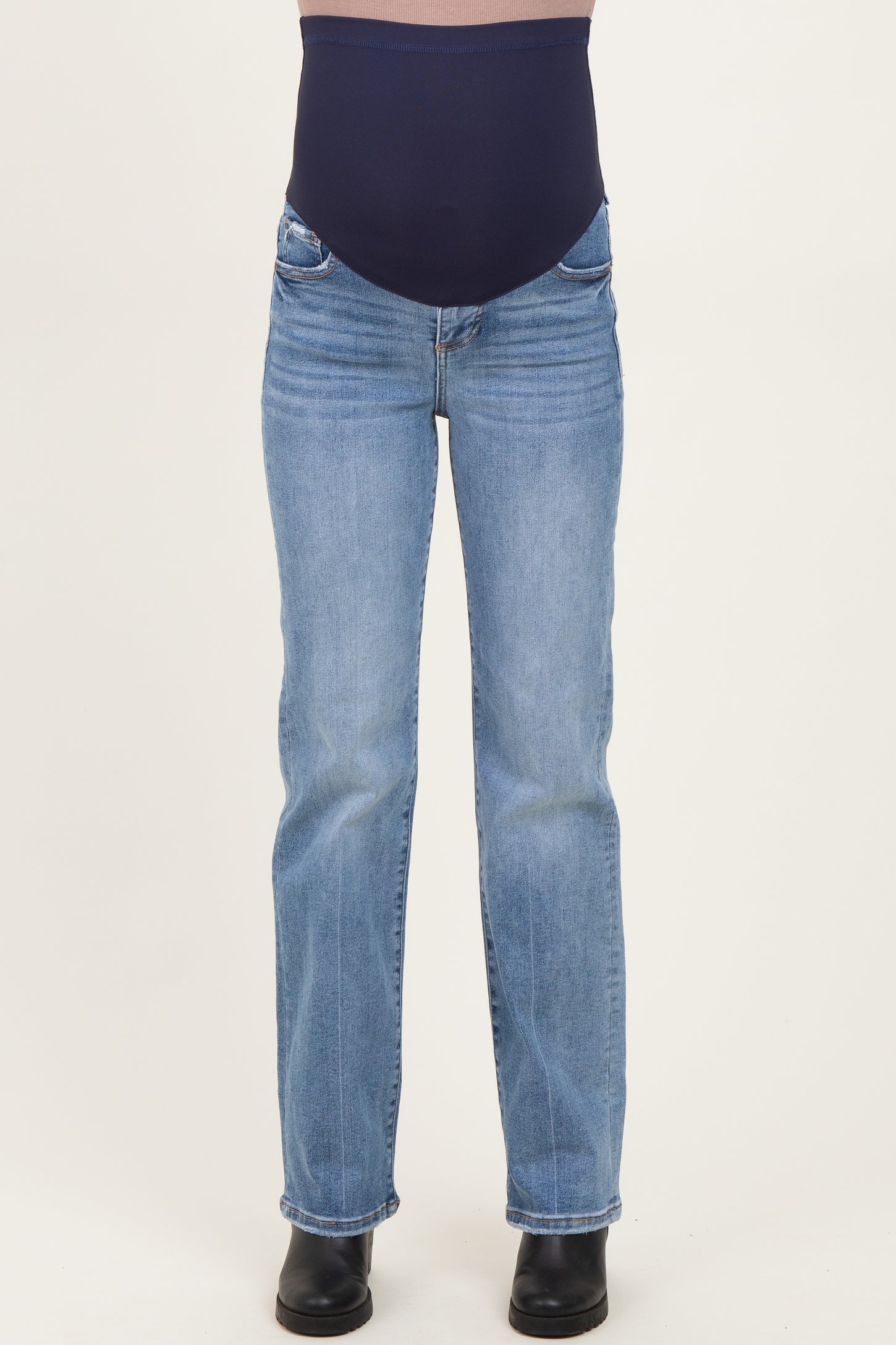 Blue Medium Wash Straight Leg Maternity Jeans