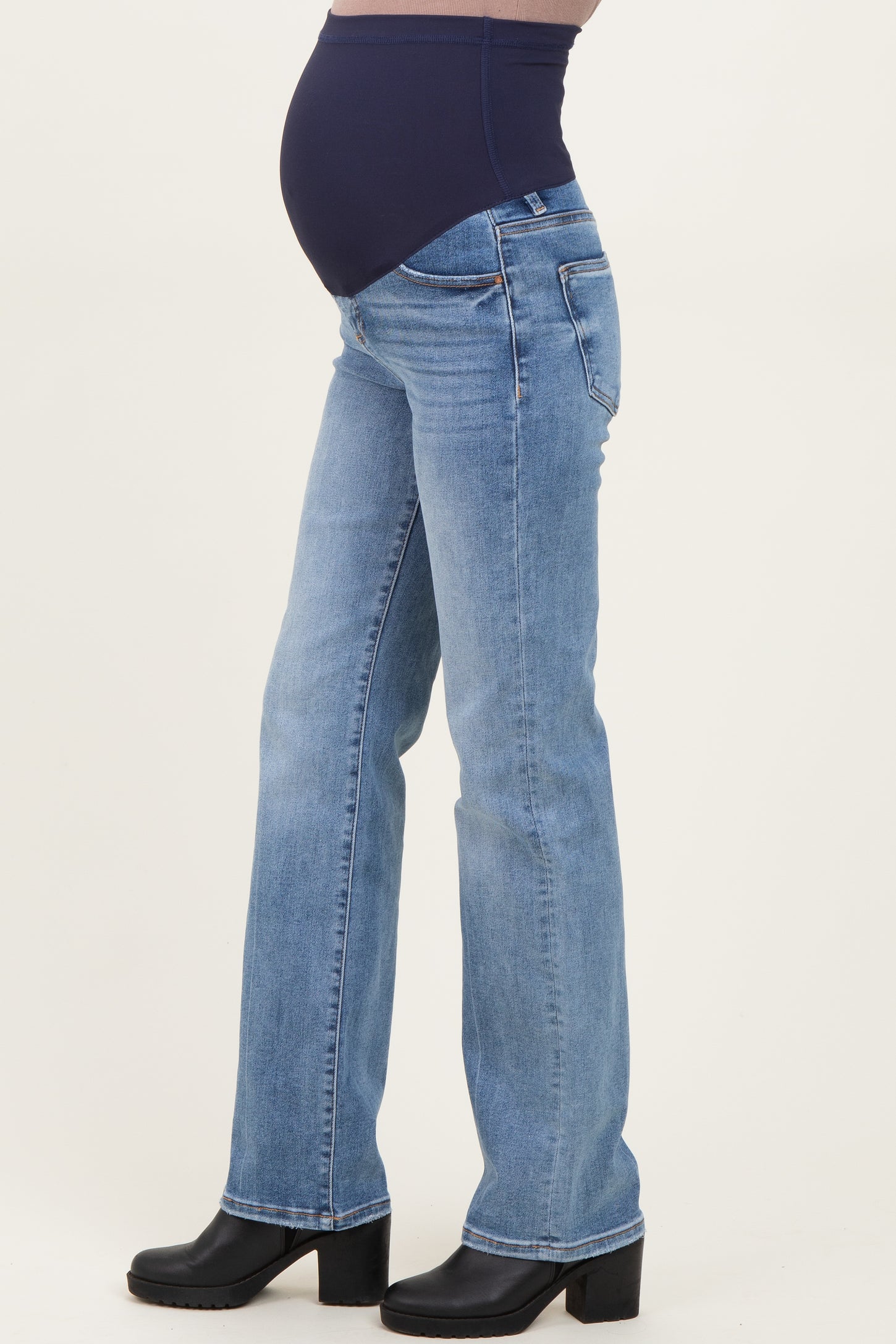 Blue Medium Wash Straight Leg Maternity Jeans