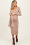 Taupe Ribbed Long Sleeve Maternity Wrap Dress