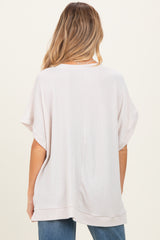 Cream Solid Ribbed Short Sleeve Oversized Maternity Tunic Top