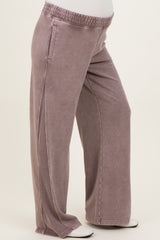 Mocha Mineral Wash Waffle Knit Contrast Maternity Lounge Pants