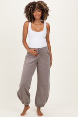 Camel Multi Seam Fleece Maternity Sweatpants