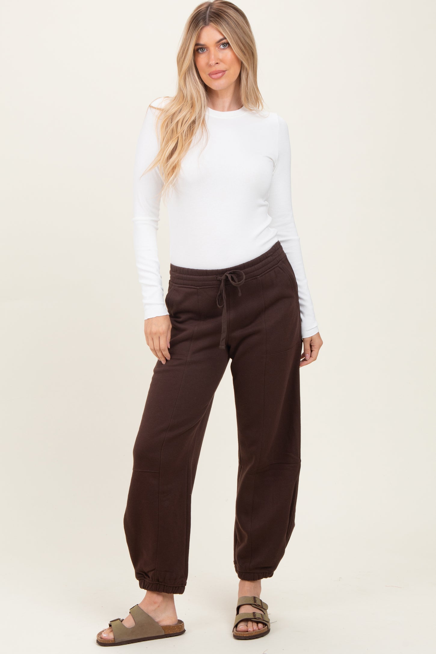 Brown Multi Seam Fleece Sweatpants