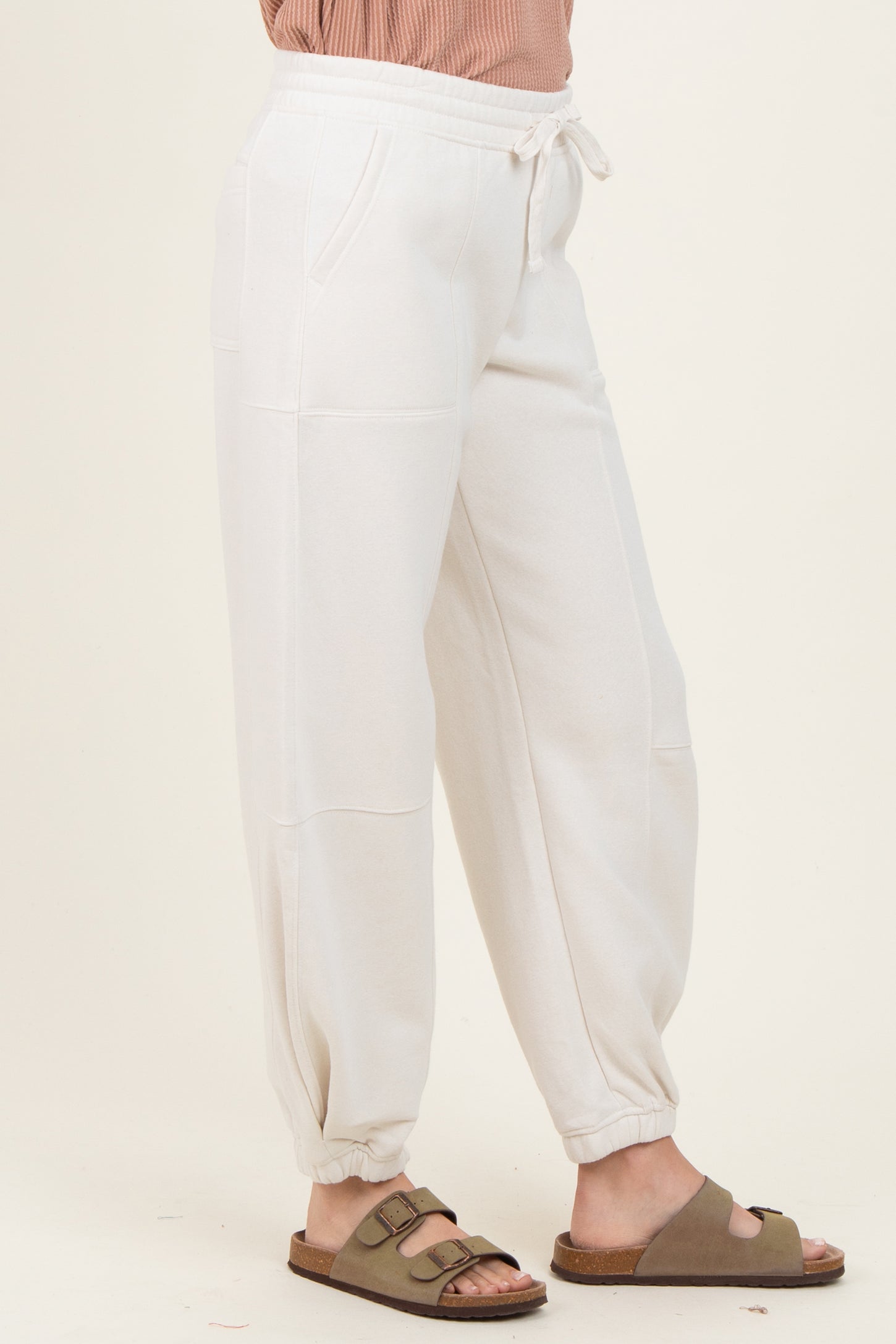 Ivory Multi Seam Fleece Sweatpants