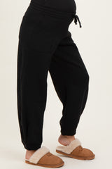 Black Multi Seam Fleece Maternity Sweatpants