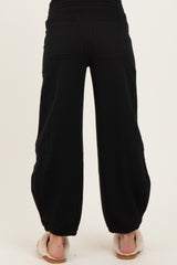 Black Multi Seam Fleece Maternity Sweatpants