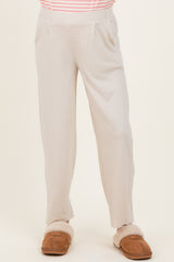 Cream Mineral Wash Pleated Maternity Lounge Pants