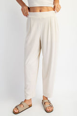 Cream Mineral Wash Pleated Lounge Pants