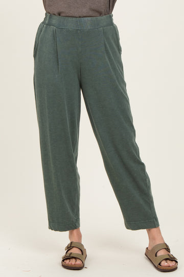 Green Mineral Wash Pleated Lounge Pants