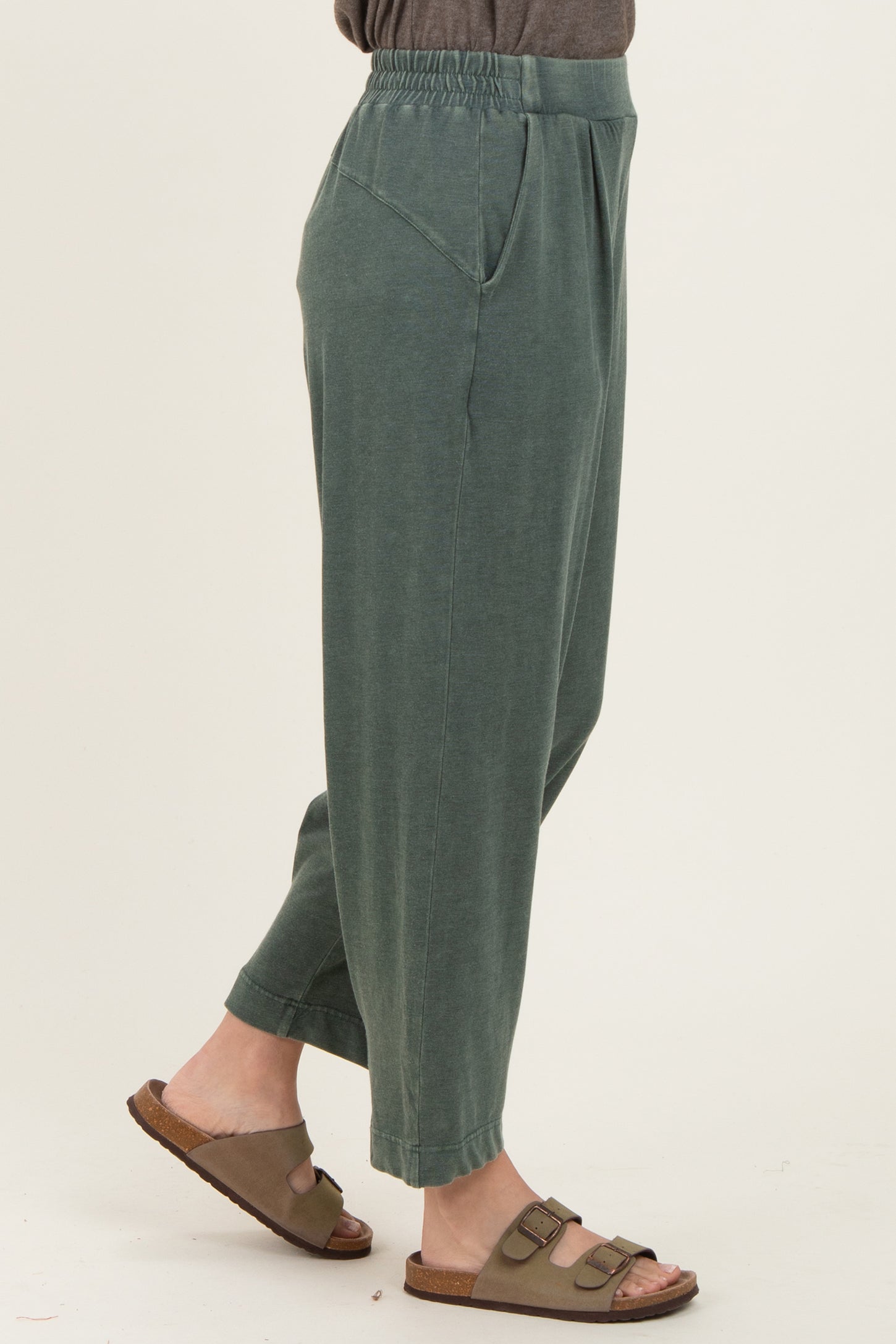 Green Mineral Wash Pleated Lounge Pants
