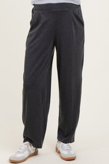 Black Mineral Wash Pleated Maternity Lounge Pants