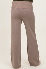 Mocha Ribbed Knit Foldover Waist Maternity Pants