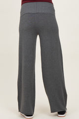 Charcoal Ribbed Knit Foldover Waist Maternity Pants
