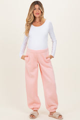 Light Pink Fleece Maternity Sweatpants