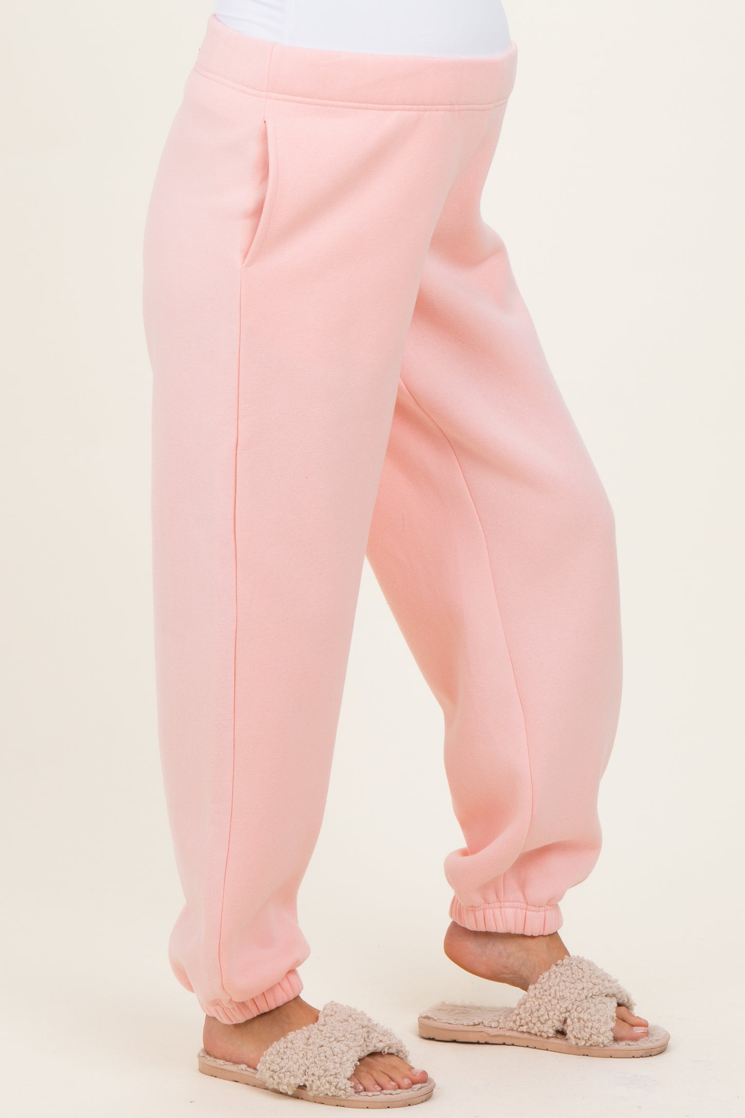 Light Pink Fleece Maternity Sweatpants