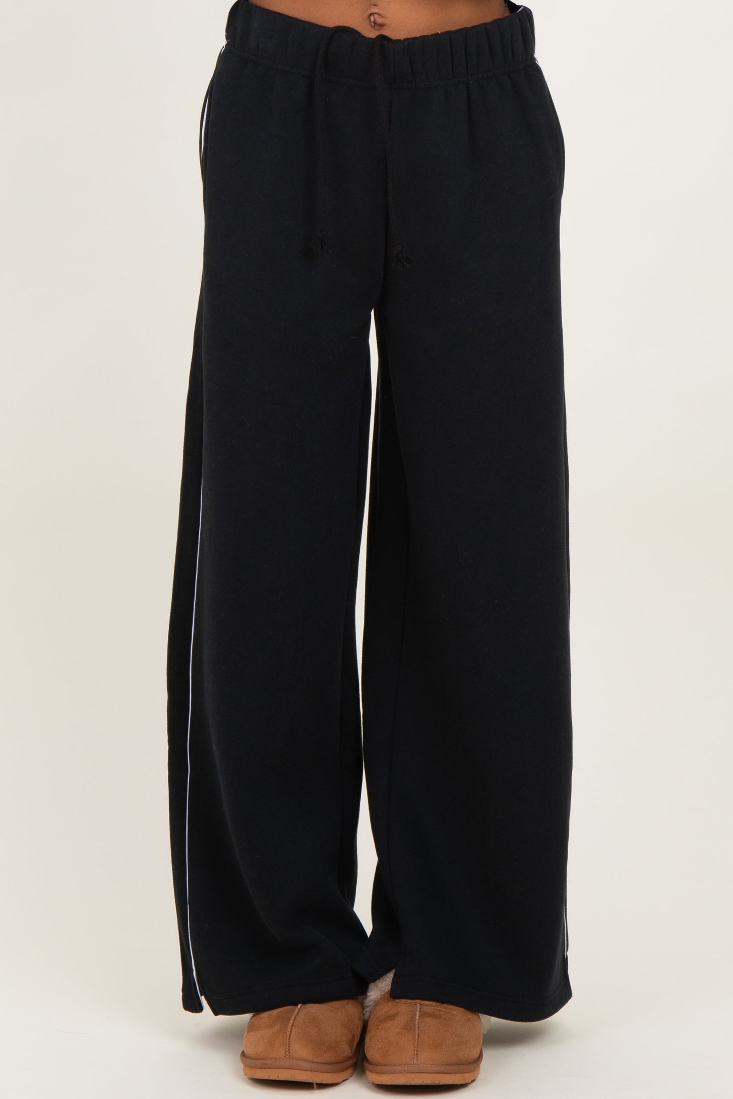 Black Fleece Wide Leg Sweatpants