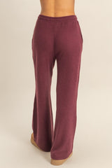 Burgundy Brushed Ribbed Knit Lounge Pants