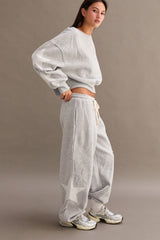 Heather Gray Star Patch Maternity Drawstring Sweatpants