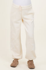 Cream Star Patch Maternity Drawstring Sweatpants
