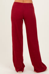 Red Brushed Knit Flare Leg Pants