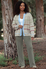 Olive Brushed Knit Flare Leg Maternity Pants