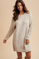 Cream Speckle Knit Sweater Dress
