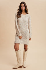 Cream Speckle Knit Sweater Dress