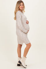 Cream Speckle Knit Maternity Sweater Dress