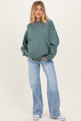 Light Blue Lightly Distressed Maternity Wide Leg Jeans